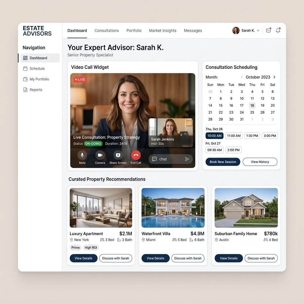Video call — NexHouz advisor walking a villa